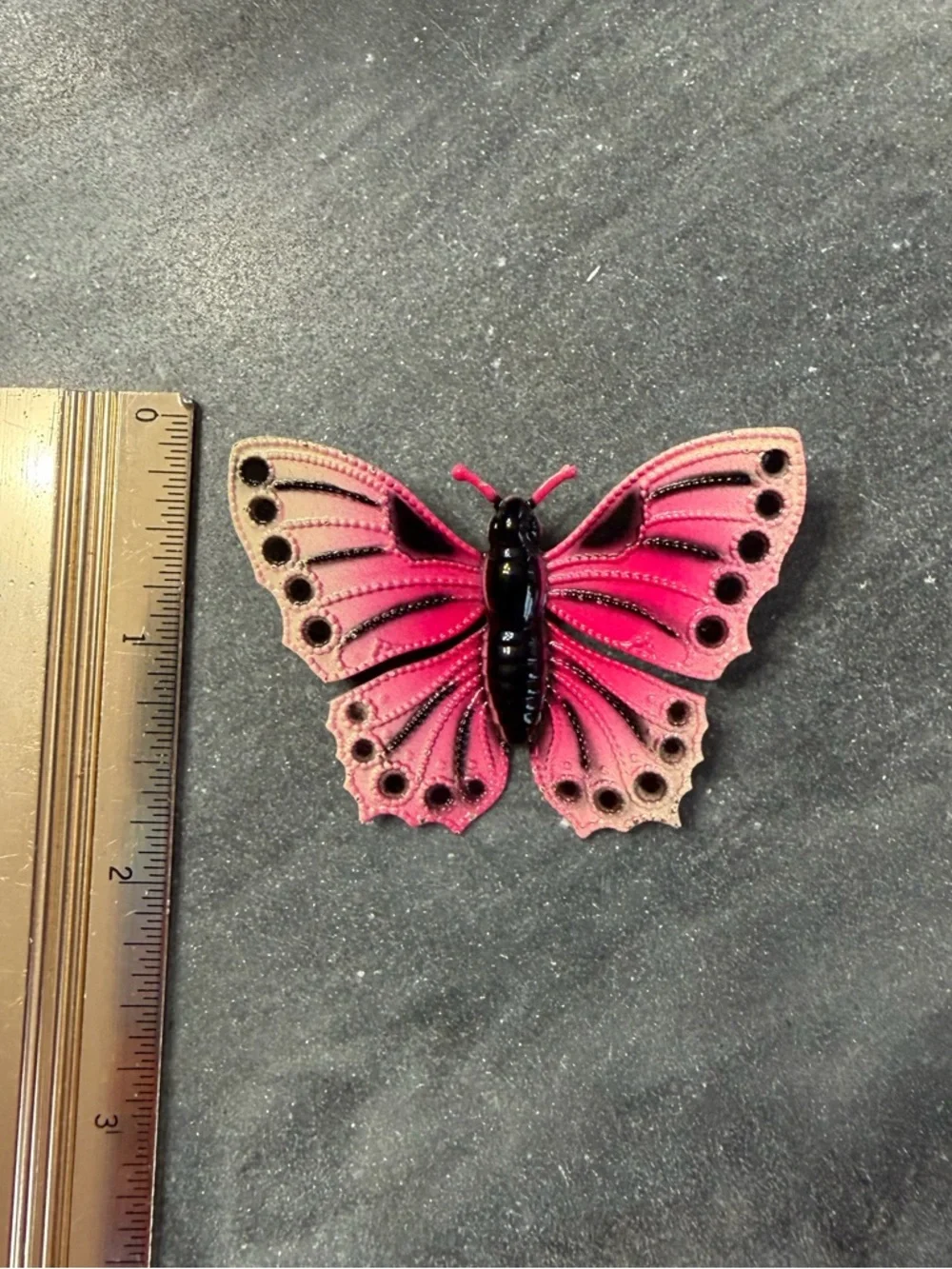 Vintage Pink Black Painted Butterfly Brooch